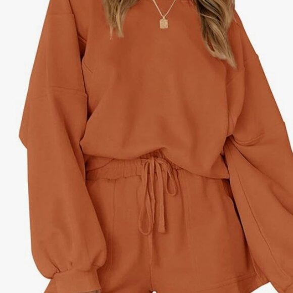 Pants - Oversized Batwing Sleeve Lounge Sets Casual Top and Shorts 2 Piece Set